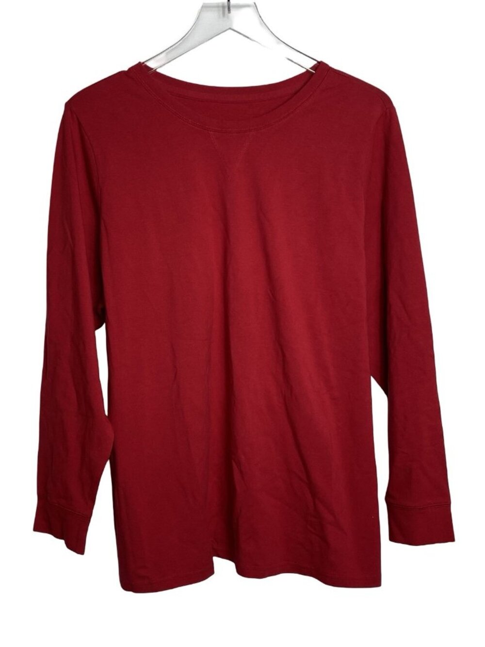 Denim & Co Size 1X Red Long Sleeve Stretch Tunic Top d & co Essentials NEW